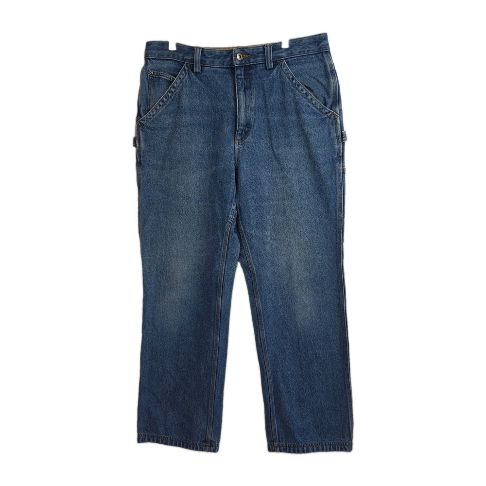 Duluth Trading Carpenter Jeans Mens 34x32 Blue Denim Workwear Utility